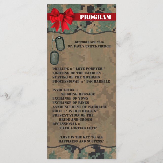 25 4x9 Wedding Program Marine DIGITAL PRINT Unifor (Front)