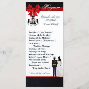 25 4x9 Wedding Program Marine Uniform Groom Bride