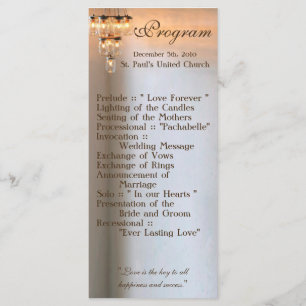 25 4x9 Wedding Program Mason Jar Chandelier Candle