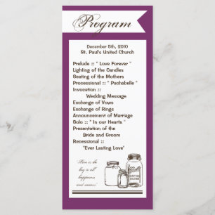 25 4x9 Wedding Program Mason Jar Country Rustic