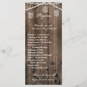 25 4x9 Wedding Program Mason Jar String Lights Bar