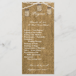 25 4x9 Wedding Program Mason Jar String Lights Bur