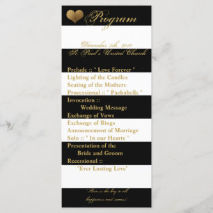 25 4x9 Wedding Program Modern Stripe Black White