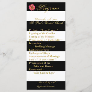 25 4x9 Wedding Program Modern Stripe Black White