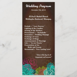 25 4x9 Wedding Program Neon Spring Floral Flower