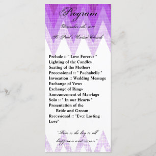 25 4x9 Wedding Program Ombre Purple Chevron