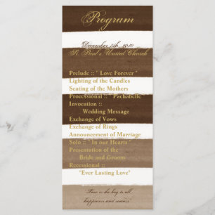 25 4x9 Wedding Program Ombre Stripe Brown Line