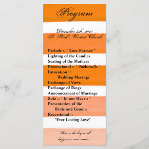 25 4x9 Wedding Program Ombre Stripe Orane Line Fad