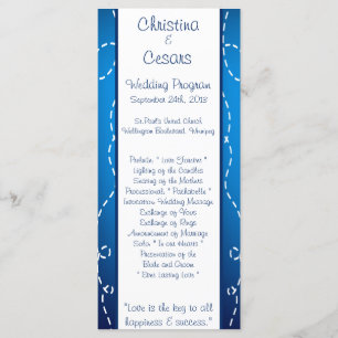 25 4x9 Wedding Program Paper Plane Blue Swirl Loop