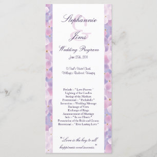 25 4x9 Wedding Program Purple Hydrangea