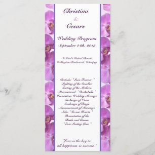 25 4x9 Wedding Program Purple Orchids on Stem