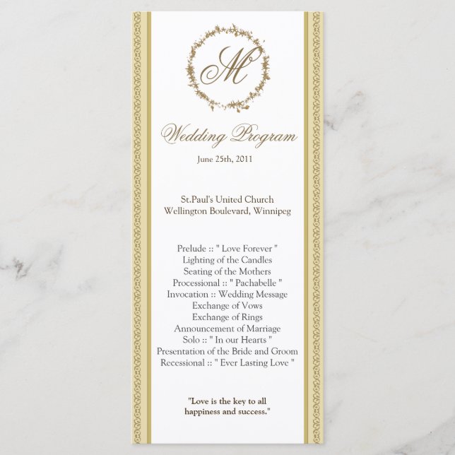 25 4x9 Wedding Program Sandy Beach (Front)