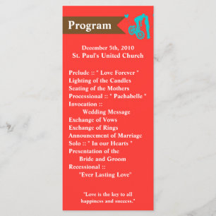 25 4x9 Wedding Program Teen Love Couple on Bicycle