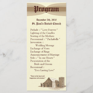 25 4x9 Wedding Program Vintage Country Barn Farm