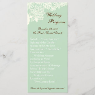 25 4x9 Wedding Program Vintage Victorian Lace Mint