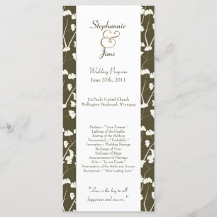 25 4x9 Wedding Program White Ginkgo Leaves