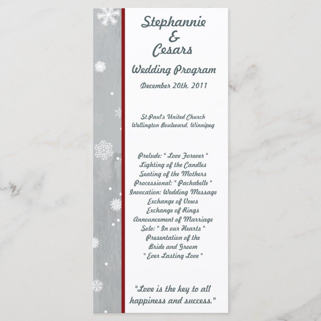 25 4x9 Wedding Program White Tree (Front)