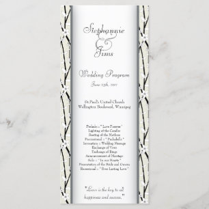 25 4x9 Wedding Program Winter Blossom
