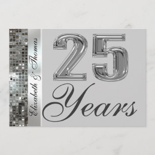 25 Anniversaire Argent Élégante Invitation