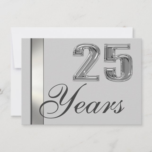 25 Anniversaire Argent Élégante Invitation (Devant)