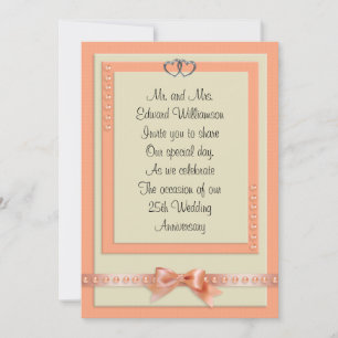 25 Anniversary invitation peach and cream colours