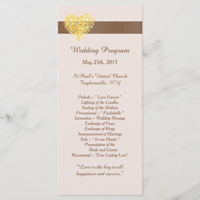 25 Autumn Hearts Wedding Programs (Front)