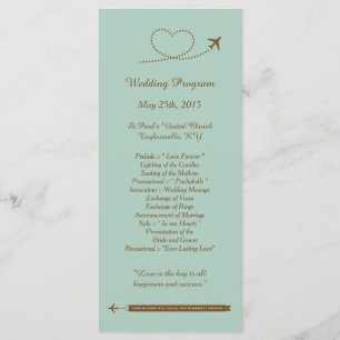 25 Blue Airplane Heart Wedding Programs