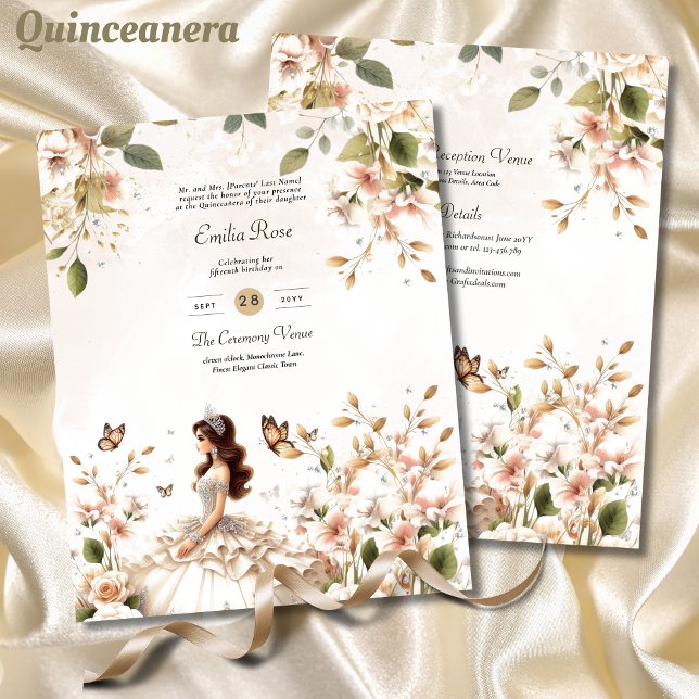 25 BUDGET Ivory Quinceanera Dress Floral Paper (Creator Uploaded)
