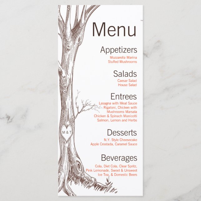 25 Cartes de menu Arbre d'automne Cartouches initi (Devant)
