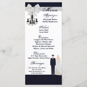 25 Cartes de menu ARMÉE Uniforme Groom Bride Robe 