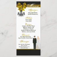 25 Cartes de menu ARMY Uniforme Groom Bride robe v