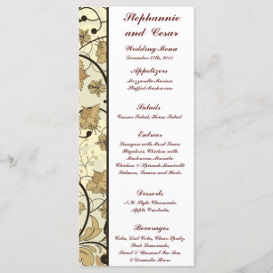 25 Cartes de menu Automne Floral / Branches nature
