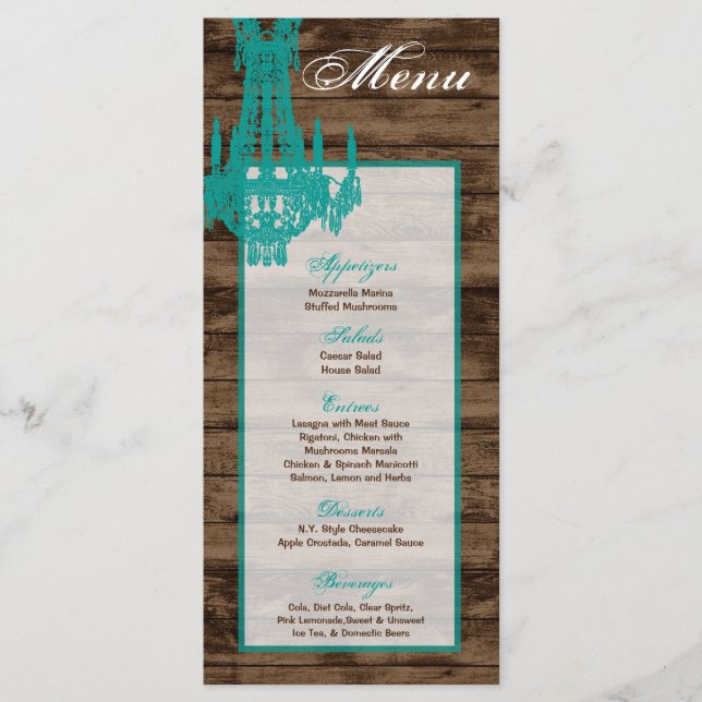 25 Cartes de menu Chandelier Western Rustic Countr (Devant)