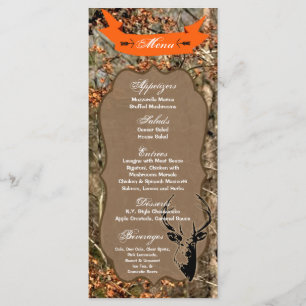 25 Cartes de menu Chasse Deer Buck Head Camo