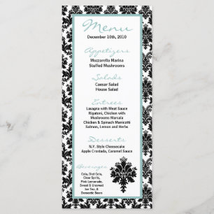 25 Cartes de menu Dentelle noire Damas Imprimer