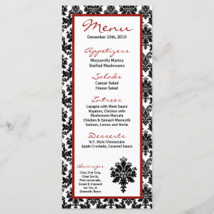 25 Cartes de menu Dentelle noire rouge Damas Impri