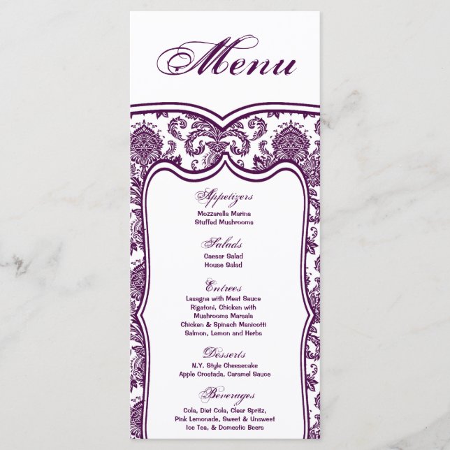25 Cartes de menu Dentelles Damas Imprimer tissu M (Devant)
