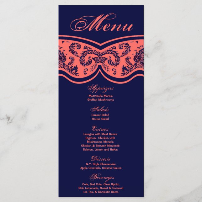 25 Cartes de menu Dentelles Damas Imprimer tissu M (Devant)