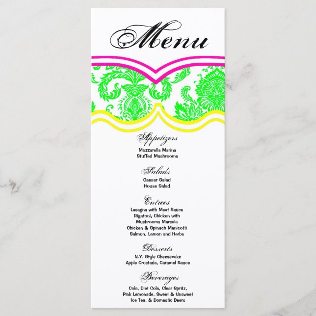 25 Cartes de menu Dentelles Damas Imprimer tissu M (Devant)