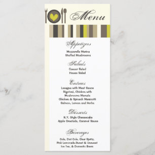 25 cartes de menu épousant le buffet de plats de