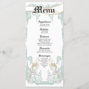 25 Cartes de menu Formal Vintage Bird Couple Victo