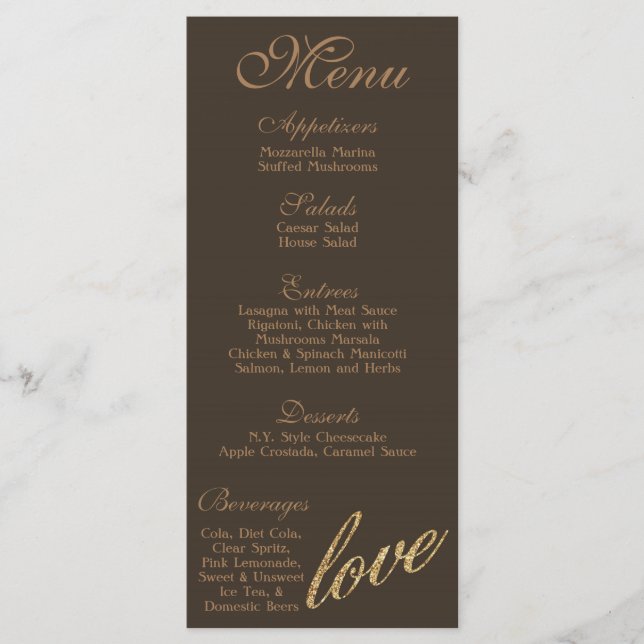 25 Cartes de menu Gold Foil Parties scintillant Lo (Devant)