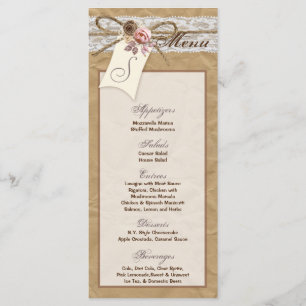 25 Cartes de menu Kraft papier dentelle Twine Bow