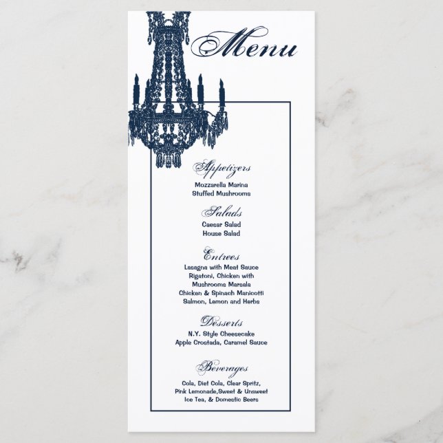 25 Cartes de menu Lustre en cristal Glitz Glamor D (Devant)