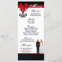 25 Cartes de menu Marine Hispanic Uniform Groom Br