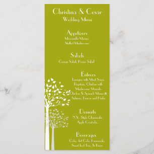 25 Cartes de menu Moderne Arbres verts/blancs Chau