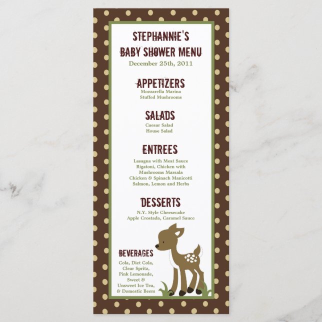 25 cartes de menu ont enchanté la région boisée (Devant)