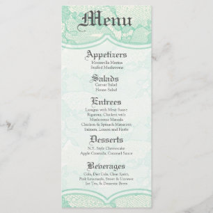 25 Cartes de menu Pays Dentelle Monnaie Imprimé Ti