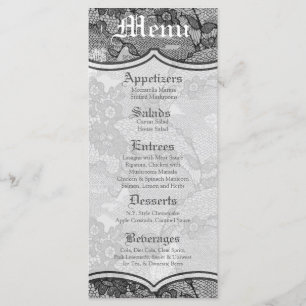 25 Cartes de menu Pays dentelle noire Impression t