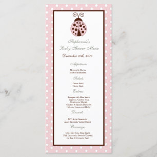 25 Cartes de menu Pink Ladybug